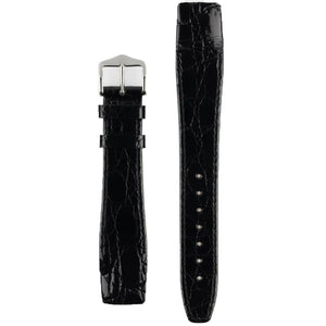 Hirsch Open End GENUINE Crocodile Leather vintage style Watch Strap 18 mm BLACK