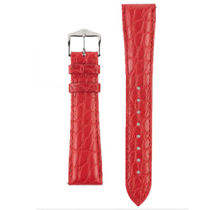 Hirsch REGENT Red Genuine Alligator Leather Watch Strap 20 mm