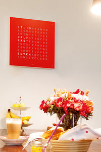 QLOCKTWO EARTH - STEEL SERIES - RED PEPPER - Pewter & Black
