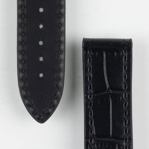 RIOS1931 - ENGINEER Alligator Embossed Leather Watch Strap - BLACK