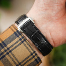 Load image into Gallery viewer, RIOS1931 - ENGINEER Alligator Embossed Leather Watch Strap - BLACK