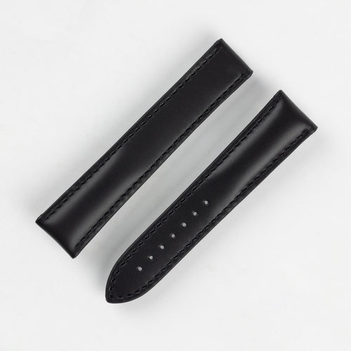 RIOS1931 - ENGINEER Calf Leather Watch Strap for folding clasp  - BLACK