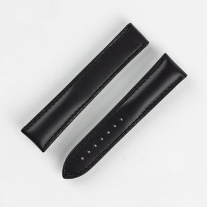 RIOS1931 - ENGINEER Calf Leather Watch Strap for folding clasp  - BLACK