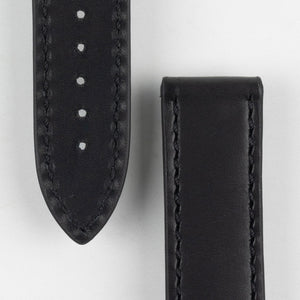 RIOS1931 - ENGINEER Calf Leather Watch Strap for folding clasp  - BLACK