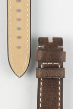 Load image into Gallery viewer, Rios1931 OXFORD Vintage Leather flat Watch Strap MOCHA BROWN  &amp; ARD buckle 22mm