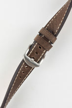 Load image into Gallery viewer, Rios1931 OXFORD Vintage Leather flat Watch Strap MOCHA BROWN  &amp; ARD buckle 22mm