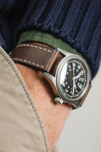 Load image into Gallery viewer, Rios1931 OXFORD Vintage Leather flat Watch Strap MOCHA BROWN  &amp; ARD buckle 22mm