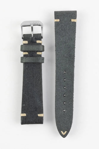 RIOS1931 BEDFORD Genuine Vintage Leather Watch Strap in Grey 19mm