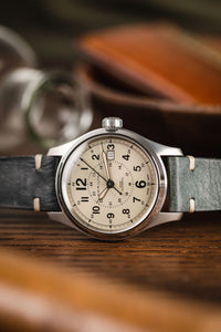 RIOS1931 BEDFORD Genuine Vintage Leather Watch Strap in Grey 19mm