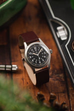 Load image into Gallery viewer, RIOS1931 CLASSIC Low-Profile Leather Watch Strap in BURGUNDY