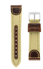 Load image into Gallery viewer, Hadley Roma Khaki Canvas and Leather Gold Brown watch Strap 20mm
