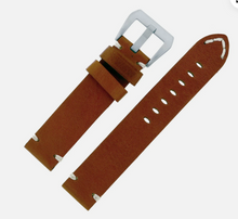 Load image into Gallery viewer, Hadley Roma Vintage Style Chestnut Brown Leather watch strap 24mm
