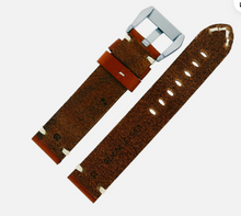 Load image into Gallery viewer, Hadley Roma Vintage Style Chestnut Brown Leather watch strap 24mm