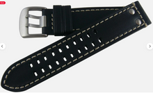 Load image into Gallery viewer, Hadley Roma Luminox Style Black Leather watch strap 24mm
