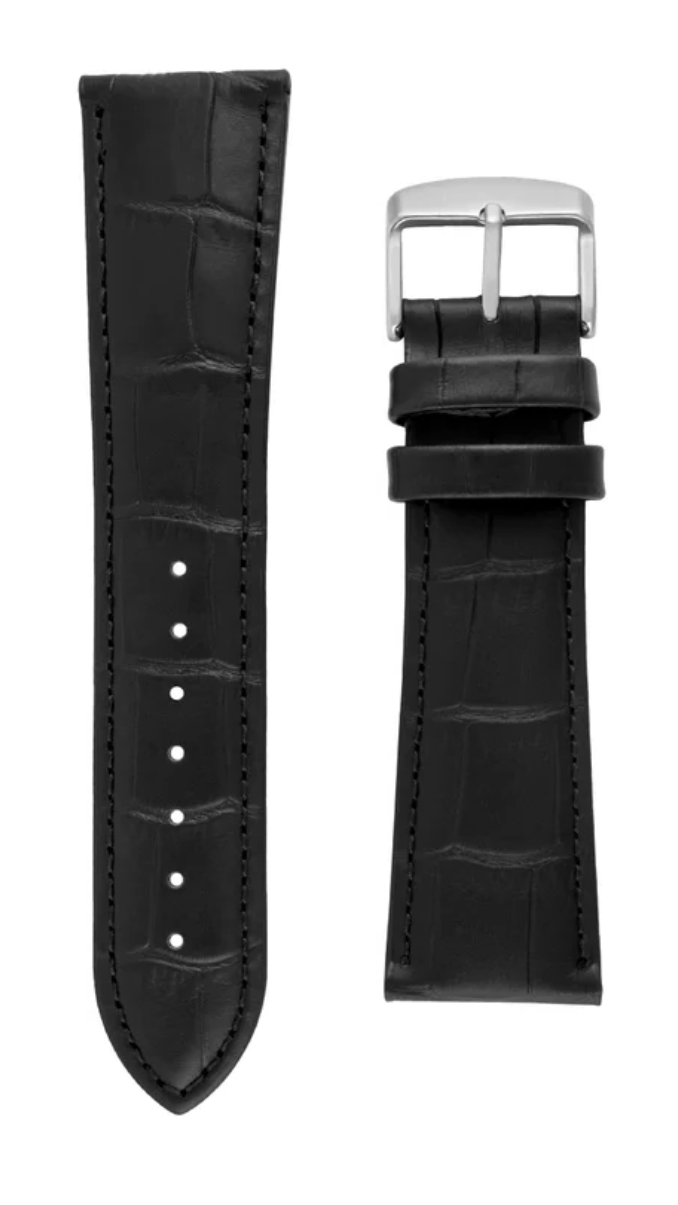 Hadley Roma Black Alligator Grain leather embossed Watch strap 24mm