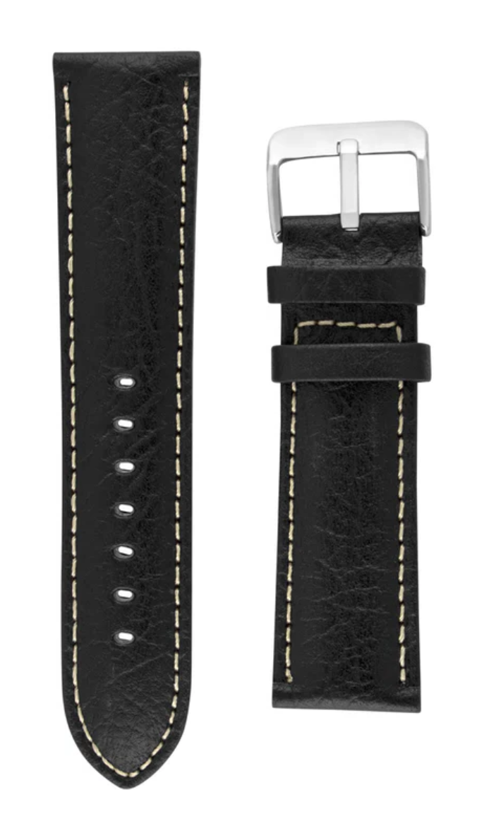 Hadley Roma  Buffalo shrunken grain leather Black watch Strap