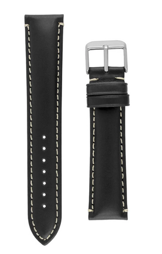 Hadley Roma Black Oil Tanned Leather Watch Strap 20mm