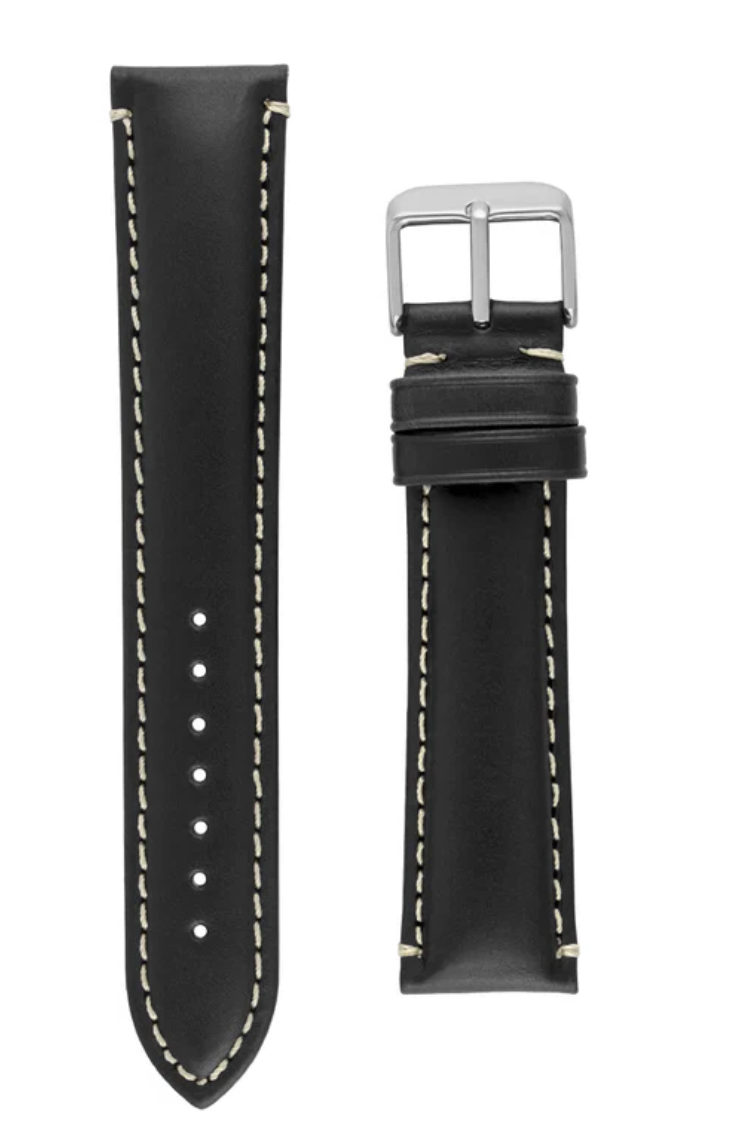 Hadley Roma Black Oil Tanned Leather Watch Strap 20mm