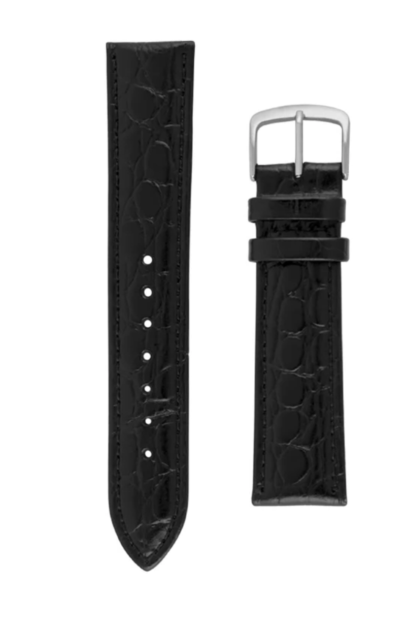Hadley Roma Black Crocodile Grain leather embossed Watch strap 20mm