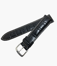 Load image into Gallery viewer, Hadley Roma Black Alligator Grain leather Watch strap contrast stitch 20mm