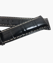 Load image into Gallery viewer, Hadley Roma Black Alligator Grain leather Watch strap contrast stitch 20mm