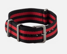 Load image into Gallery viewer, Hadley Roma One Piece Nylon Watch Strap Red &amp; Black 24mm
