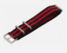 Load image into Gallery viewer, Hadley Roma One Piece Nylon Watch Strap Red &amp; Black 24mm