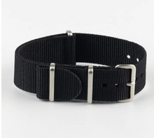 Load image into Gallery viewer, Hadley Roma One Piece Nylon Watch Strap Black 24mm