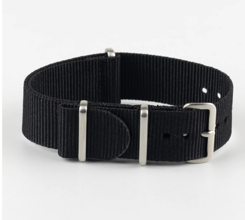 Hadley Roma One Piece Nylon Watch Strap Black 24mm