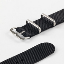 Load image into Gallery viewer, Hadley Roma One Piece Nylon Watch Strap Black 24mm