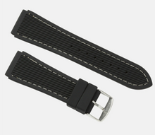 Load image into Gallery viewer, Hadley Roma Black &amp; White Silicone Dive watch strap 22mm