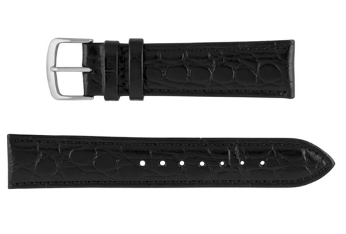 Hadley Roma  Crocodile embossed leather black watch Strap 20mm