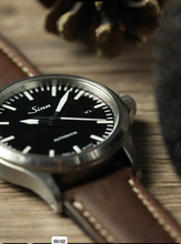 Load image into Gallery viewer, Pebro CADW Padded Vintage Leather Watch Strap in Chestnut Brown 24mm - Pewter &amp; Black