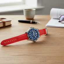 Load image into Gallery viewer, Rubber watch Strap and folding clasp to fit Omega Seamaster Aqua Terra 150/300 Series - RED - Pewter &amp; Black