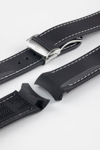 Load image into Gallery viewer, Rubber Strap for Omega X Swatch MoonSwatch- BLACK with stitching - Pewter &amp; Black