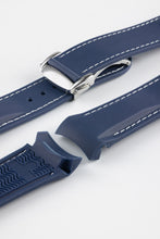 Load image into Gallery viewer, Rubber Strap for Omega X Swatch MoonSwatch - BLUE with stitching - Pewter &amp; Black