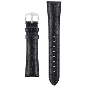 Hirsch ARISTOCRAT Crocodile Embossed Leather Watch Strap BLACK