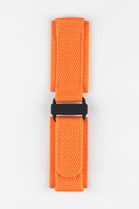 Tactical Hook & Loop Nylon military dive Watch Strap in ORANGE BLACK PVD 24 MM