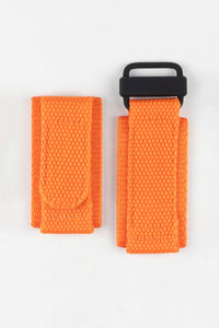 Tactical Hook & Loop Nylon military dive Watch Strap in ORANGE BLACK PVD 24 MM