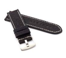 Load image into Gallery viewer, Marino Parallel : Canvas &amp; Leather Watch Strap - BLACK