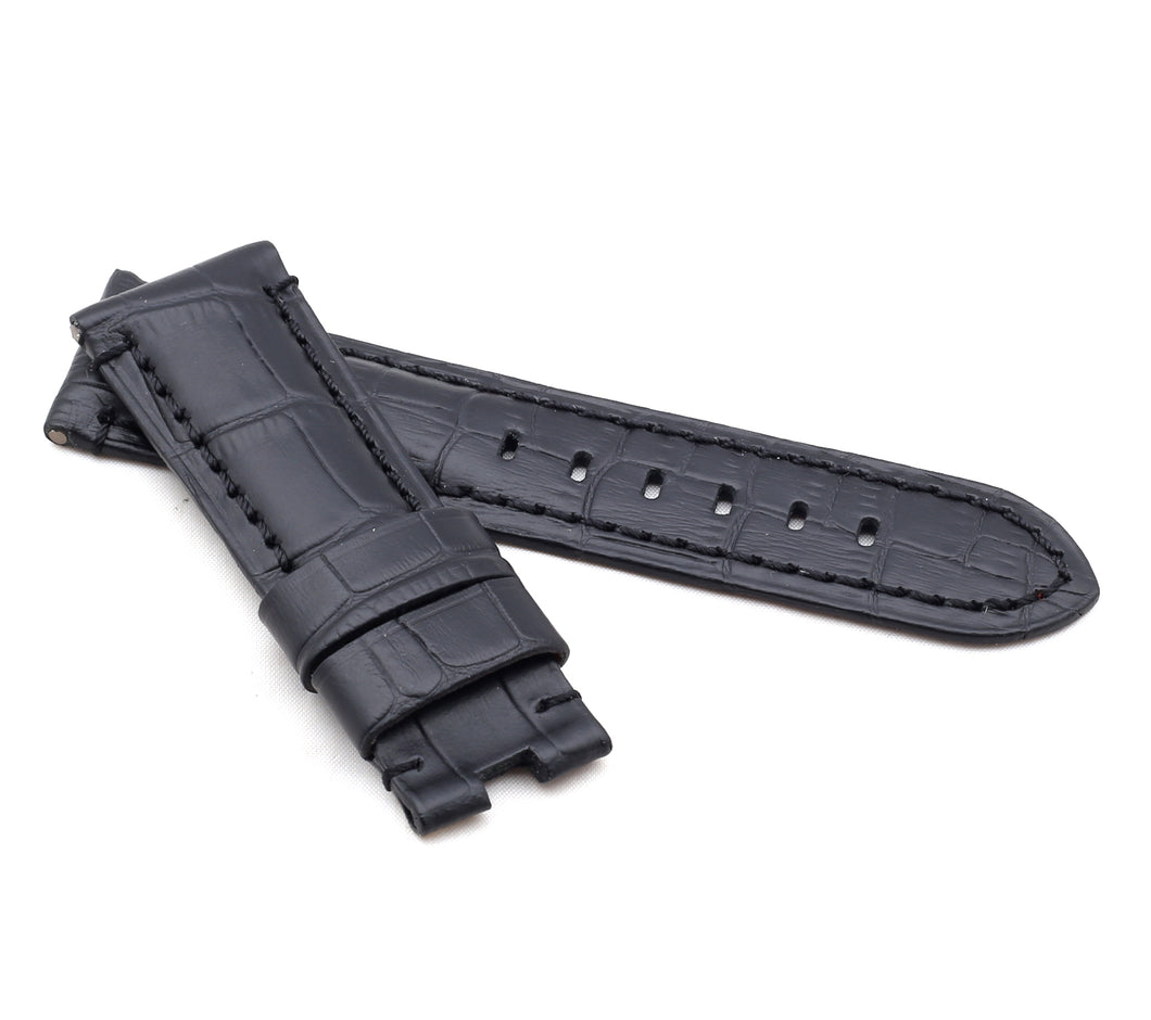 Deployment : Alligator-Embossed Leather Watch Strap BLACK