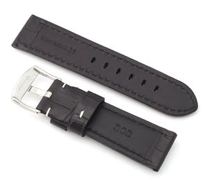 Firenze Alligator embossed Leather Watch Strap for Tang - MID BROWN / WHITE
