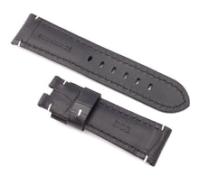 Load image into Gallery viewer, Deployment : Alligator-Embossed Leather Watch Strap DARK BROWN / WHITE