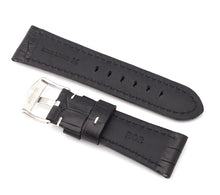 Load image into Gallery viewer, Firenze Alligator embossed Leather Watch Strap for Tang - BLACK / WHITE