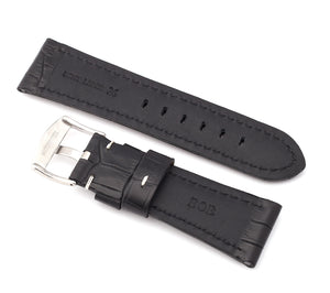 Firenze Alligator embossed Leather Watch Strap for Tang - BLACK / WHITE