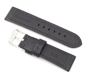Firenze Alligator embossed Leather Watch Strap for Tang - BLACK / BLACK
