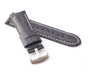 Firenze Alligator embossed Leather Watch Strap for Tang - BLUE / WHITE