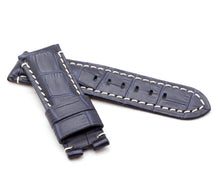 Load image into Gallery viewer, Deployment : Alligator-Embossed Leather Watch Strap BLUE / WHITE