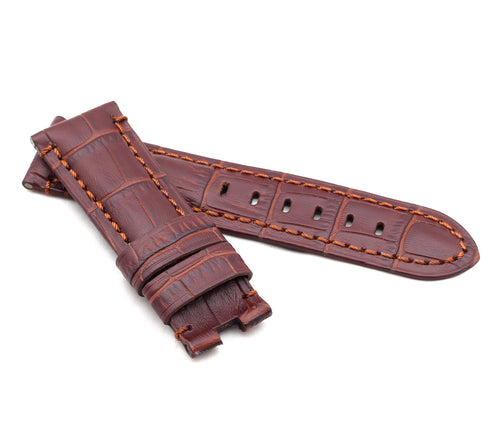 Deployment : Alligator-Embossed Leather Watch Strap DARK BROWN