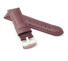 Load image into Gallery viewer, Firenze Alligator embossed Leather Watch Strap for Tang - BROWN / BROWN